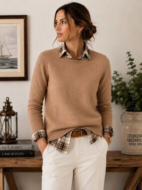 NAADAM 100% Cashmere Sweater XL Camel Tan Crewneck Luxury Quiet Luxury